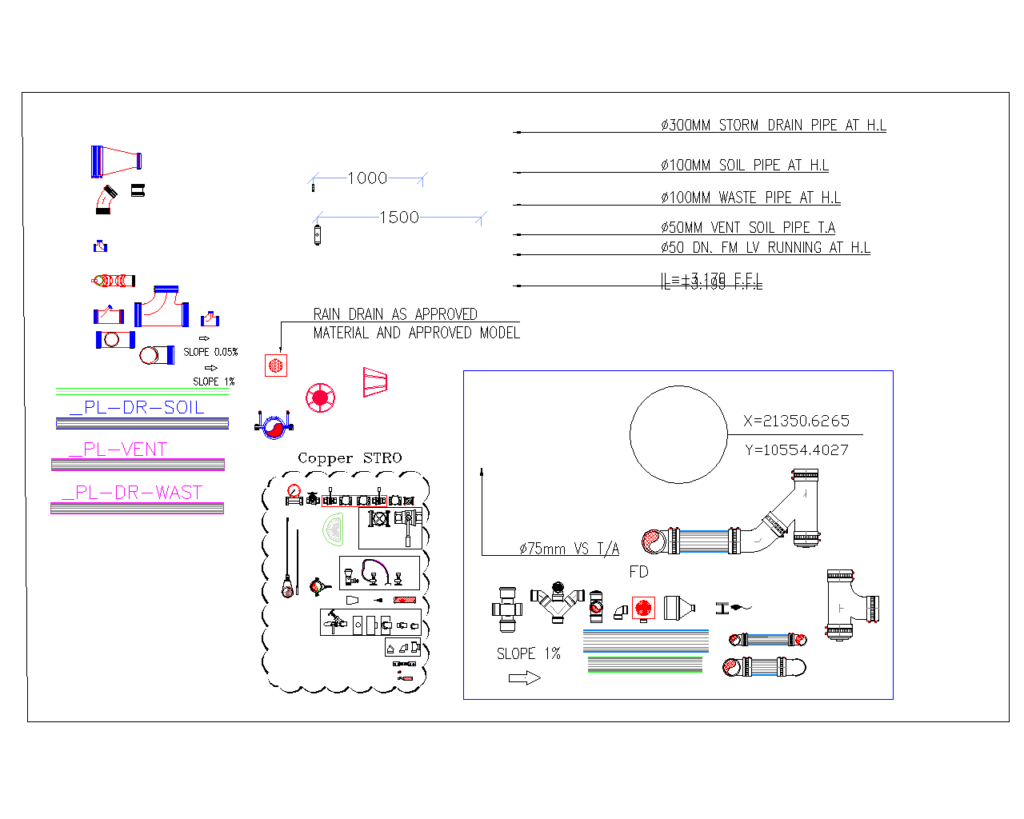 PVC and Cast Iron Drainage Fittings — Dynamic CAD Block Library screenshot