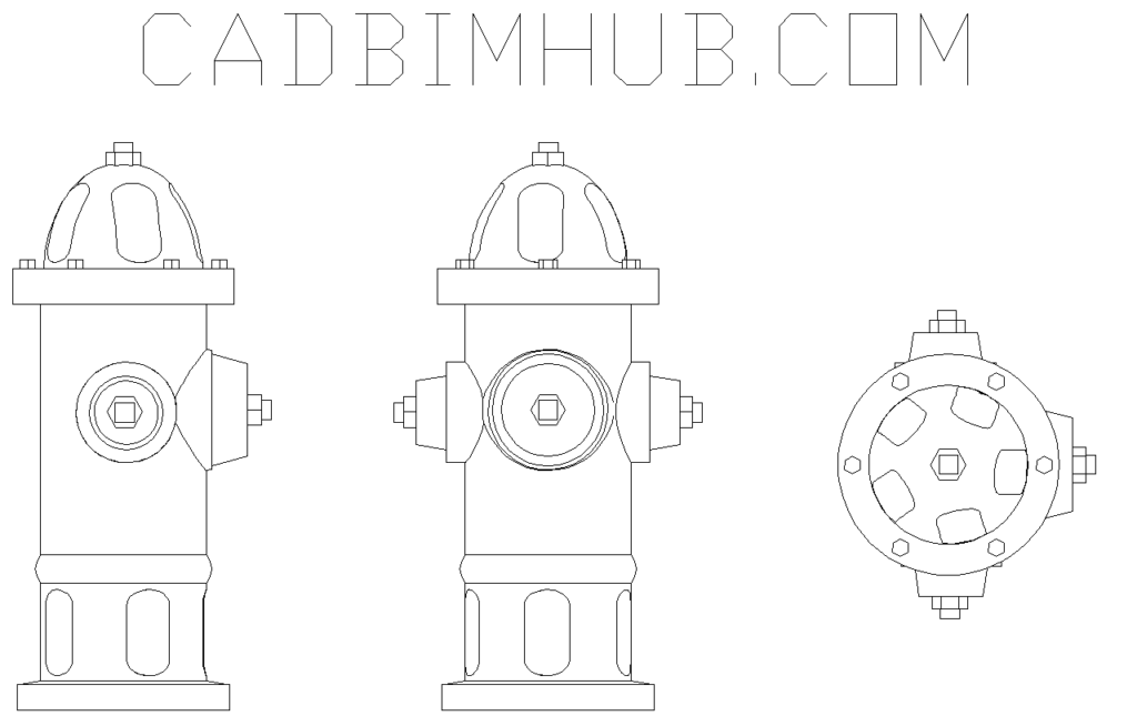 Fire Hydrant CAD Block — Front, Side and Top View preview