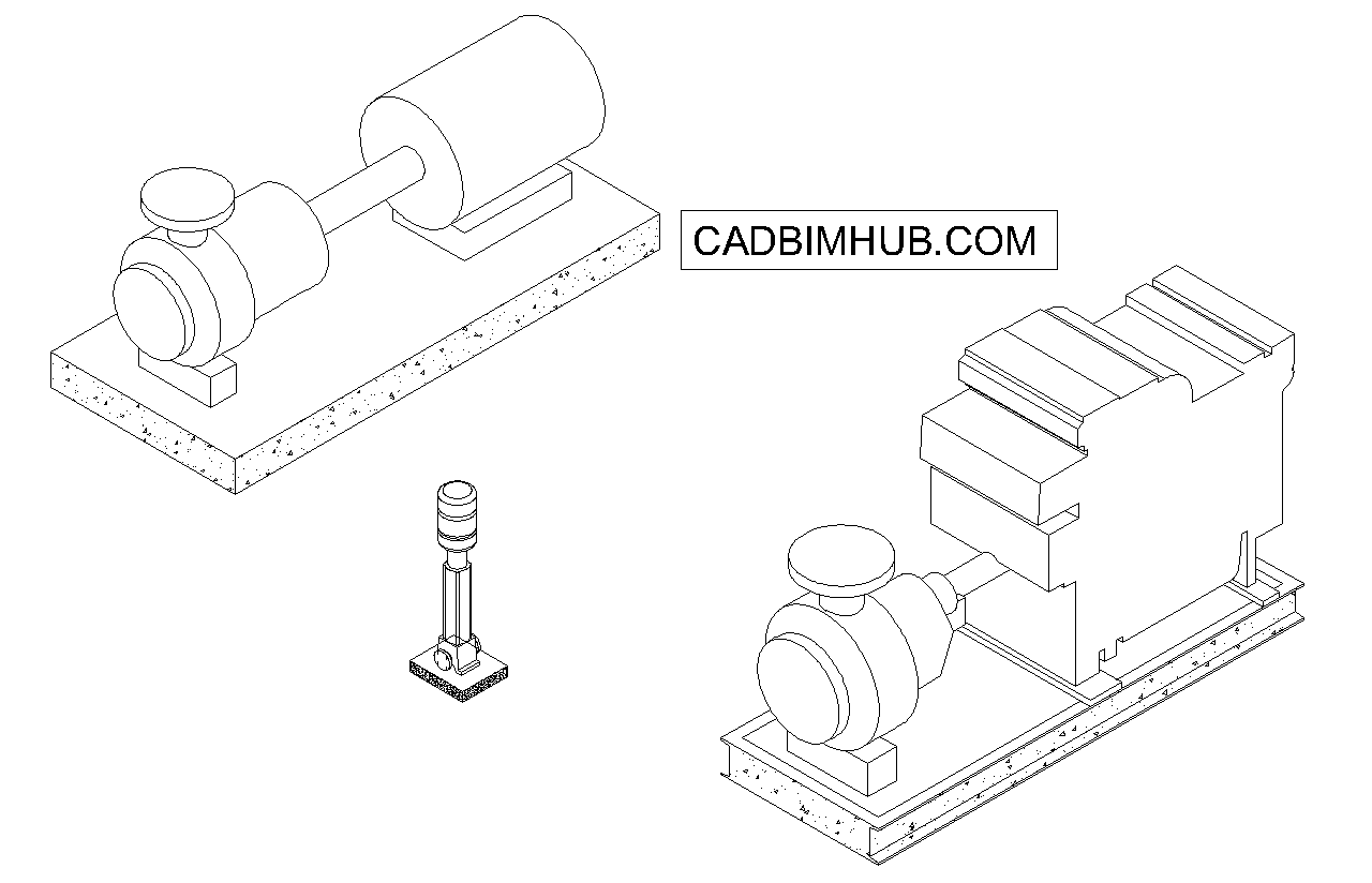 Fire Pump Set 3D Blocks — Electric, Diesel and Jockey Pump preview