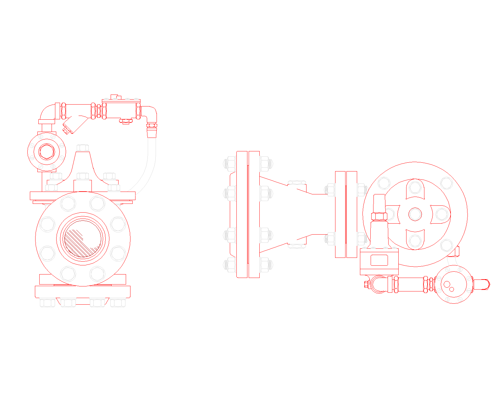Fire Pump Pressure Relief Valve with Waste Cone: Top and Front View preview